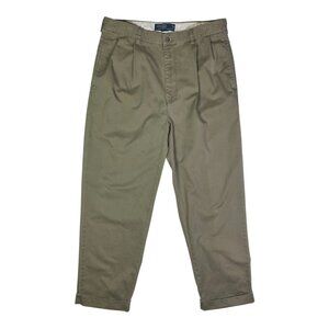 Vintage Polo Ralph Lauren 34x30 Green Hammond Pants Pleat Front Cuffed